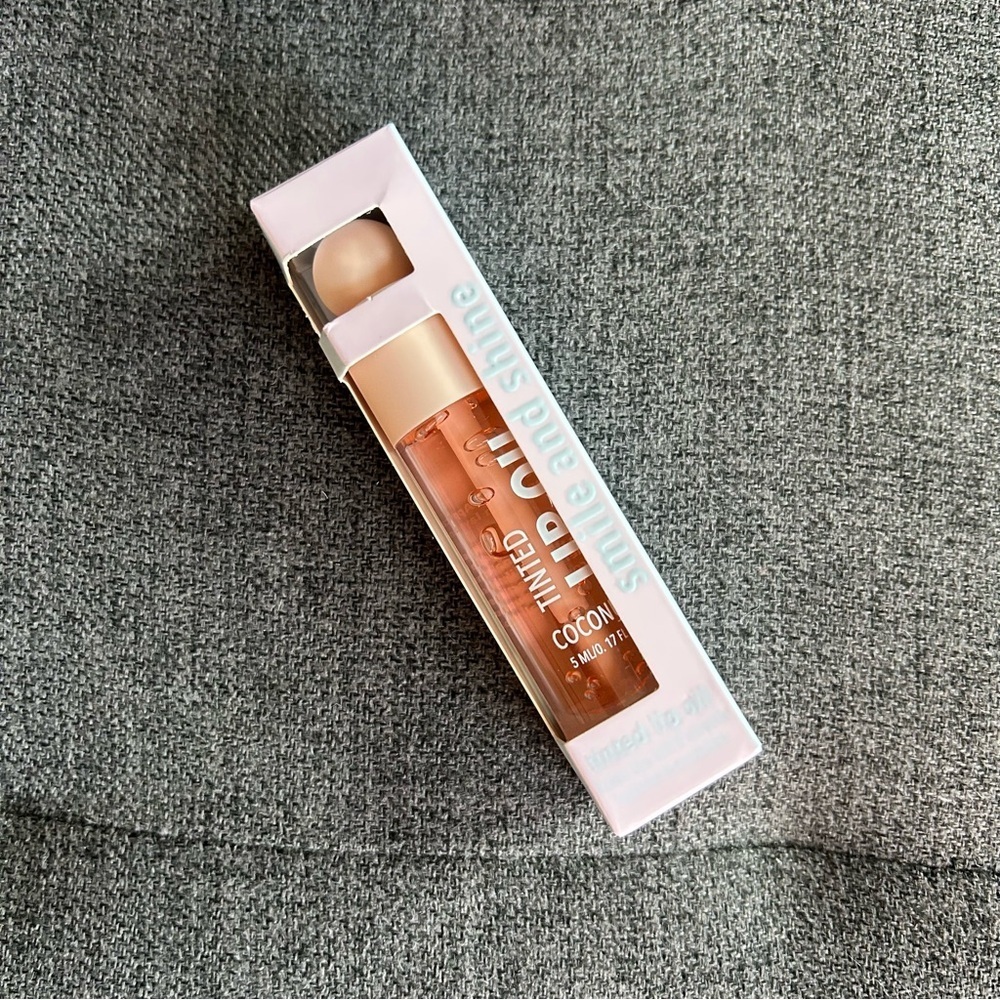 SMILE & SHINE Coconut Tinted Lip Oil, Sheer Tan, 0.17 fl oz